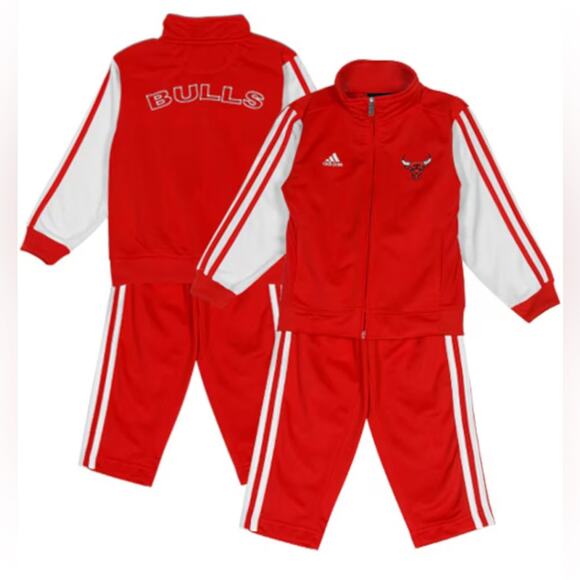 Adidas Chicago Bulls Toddler Full Zip Red Track Set Size 7T - Picture 1 of 5